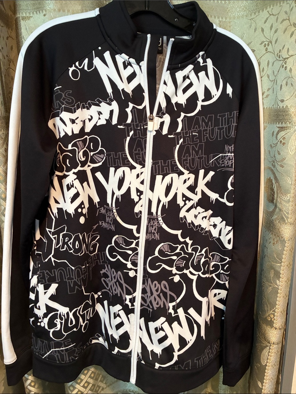 Ideology Black and White Graphic Zip Jacket